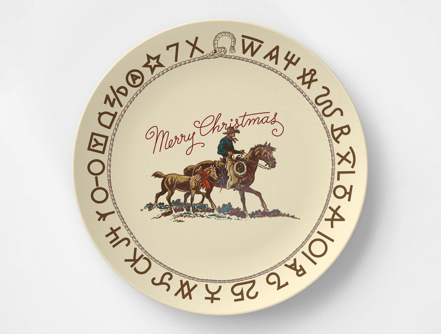 Westward Ho Merry Christmas Plate